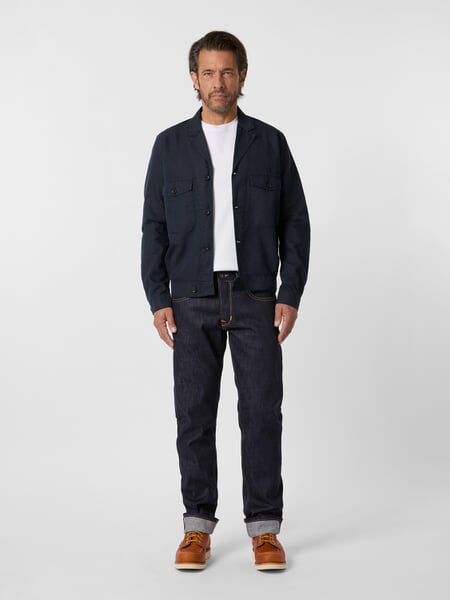 Blouson homme en coton Bleu marine, présenté sur un modèle