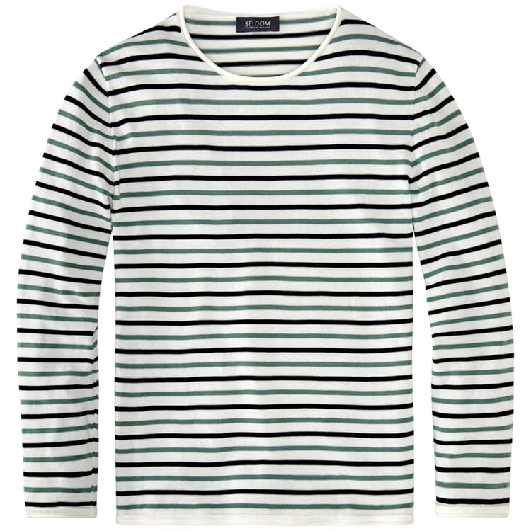 Jersey de hombre de algodón, Blanco-verde-marino