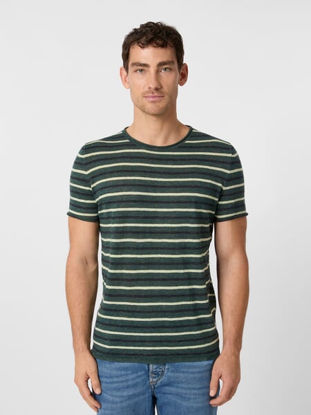 Herrenshirt Leinen Navy-Grün-Hellgrün, Tragebild