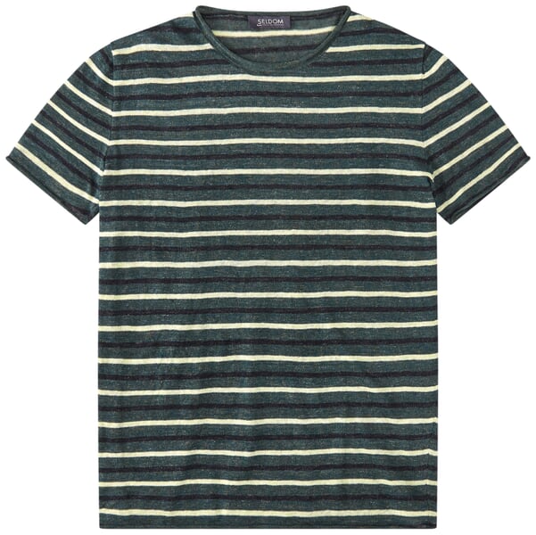Men's linen shirt Navy-green-light green