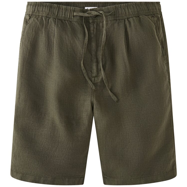 Pantaloncini da uomo in lino, Olivo