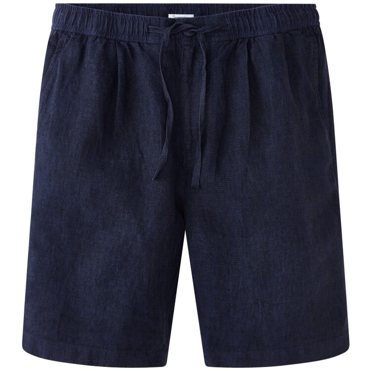 Pantalones cortos de lino para hombre, Azul marino melange