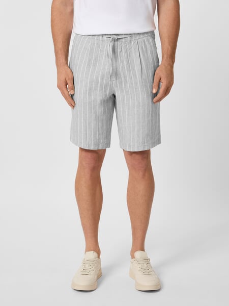 Herrenshorts Leinen gestreift Grau, Tragebild