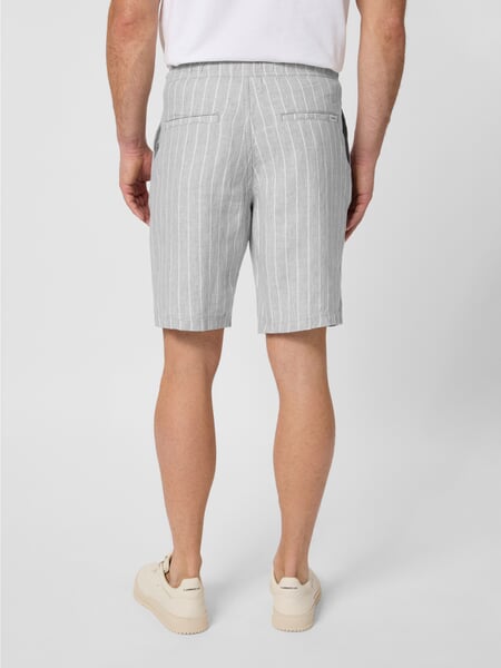 Men's shorts linen striped Gray, presented on a model
