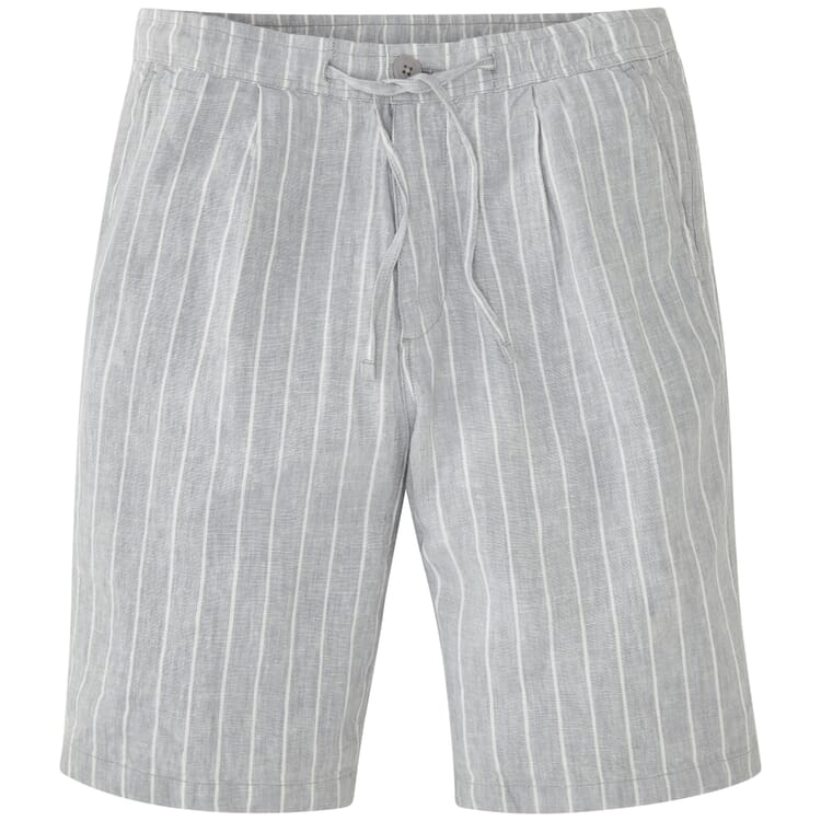 Pantalones cortos de lino a rayas para hombre, Gris