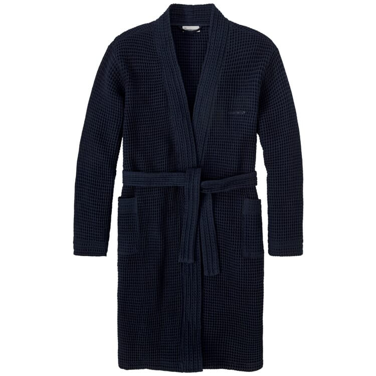 Albornoz unisex de piqué gofrado, Azul marino