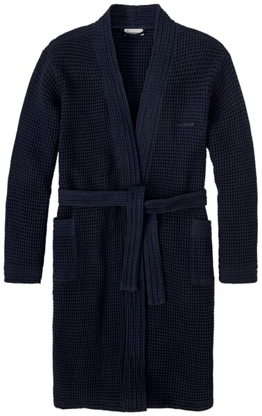Unisex waffle piqué bathrobe Navy