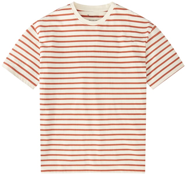 Herren-Ringelshirt Offwhite-Rostrot