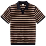 Polo de punto para hombre Azul marino-marrón-naturaleza