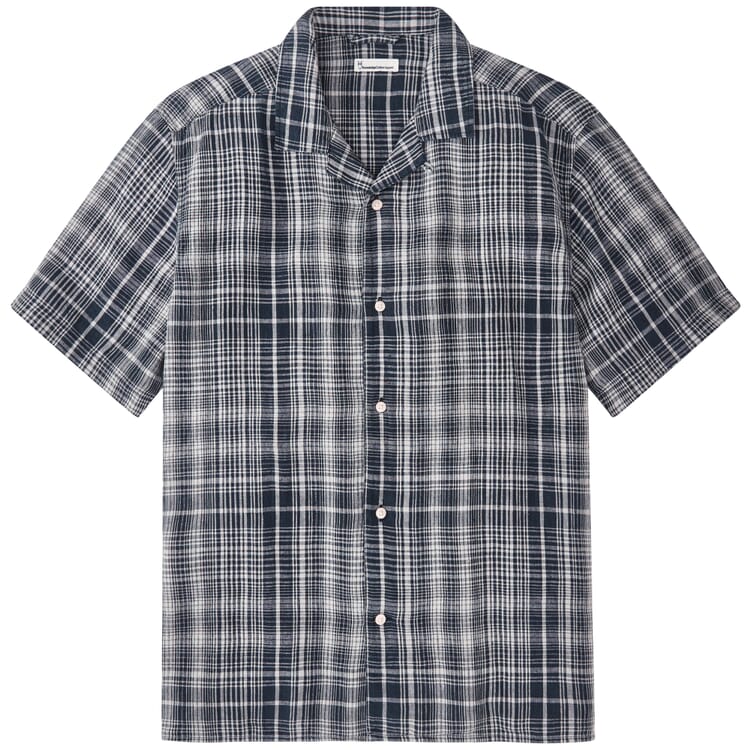 Camisa de cuadros para hombre, Azul marino-blanco