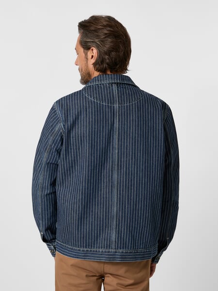 Herren-Hemdjacke gestreift Denim, Tragebild