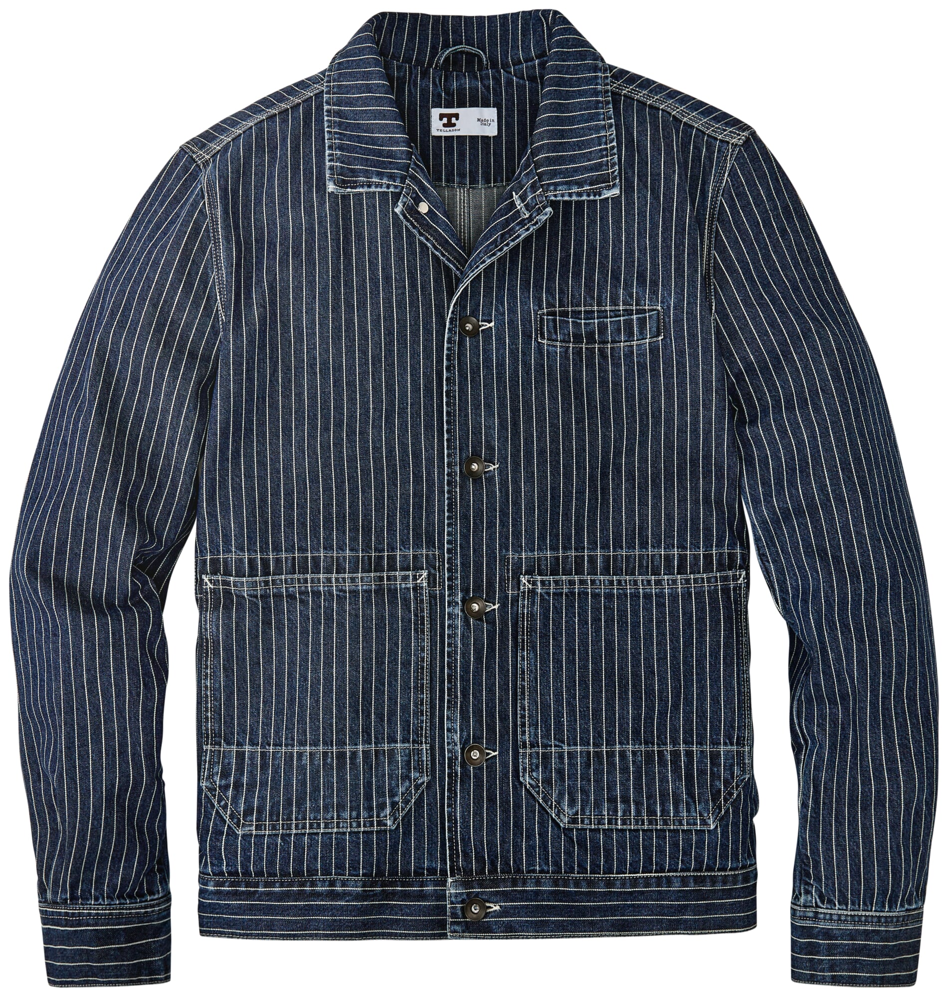 Men's striped shirt jacket, Denim | Manufactum