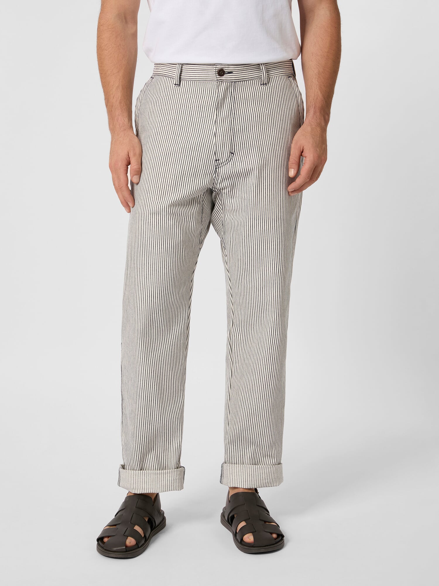 Men's striped trousers, Offwhite-Navy | Manufactum