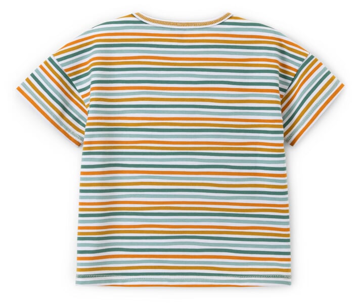 Kinder-T-Shirt geringelt Salbeigrün