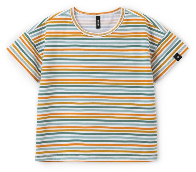 Kinder-T-Shirt geringelt Salbeigrün