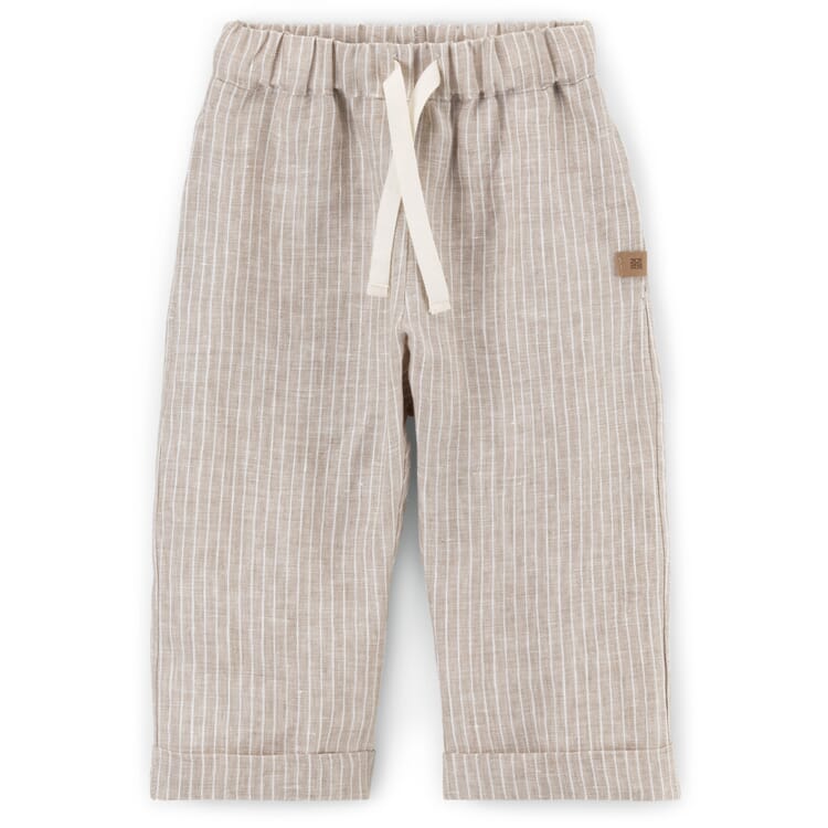 Pantalon enfant en lin rayé, Blanc naturel
