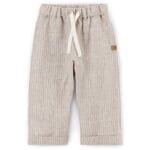 Pantalon enfant lin rayé Nature-Blanc