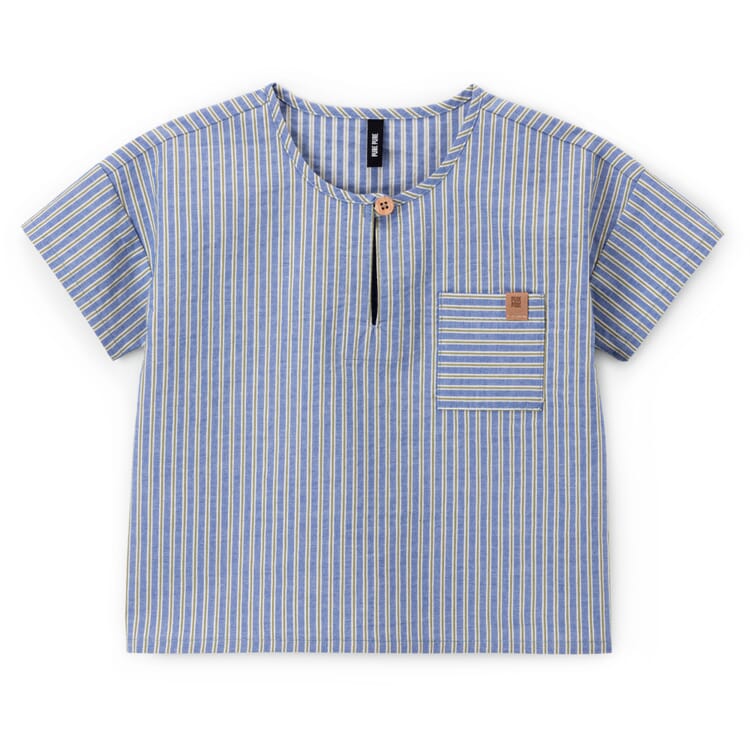 Katoenen gestreept kindershirt met korte mouwen, Blauwgroen