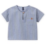 Kinder-Kurzarmshirt Baumwolle gestreift Blau-Grün