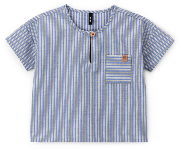T-shirt enfant à manches courtes en coton rayé Bleu-vert