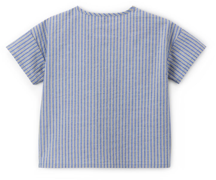Kinder-Kurzarmshirt Baumwolle gestreift Blau-Grün