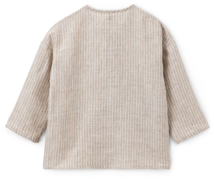 Kinderen's gestreept linnen shirt met lange mouwen Natuurwit