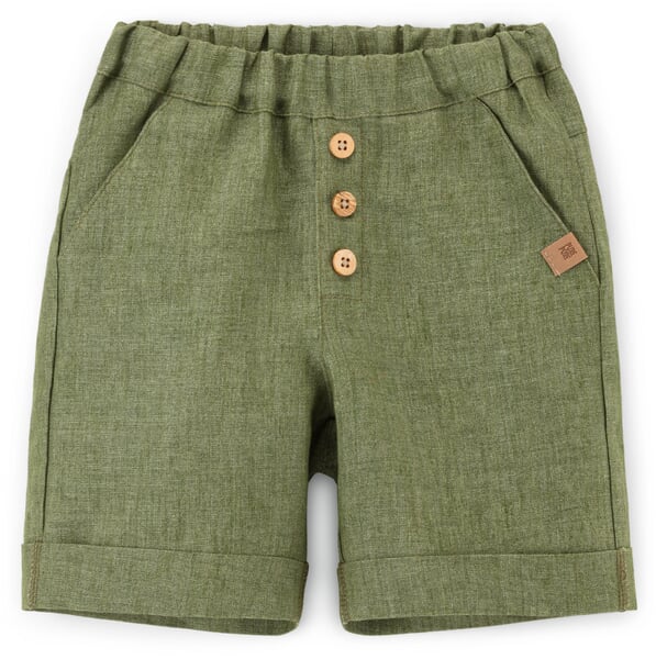 Short en lin pour enfants Olive