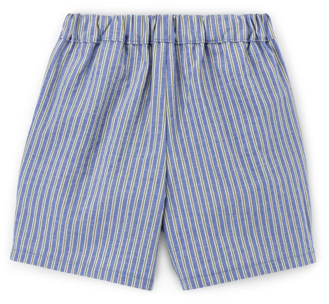 Short enfant en coton rayé Bleu-vert