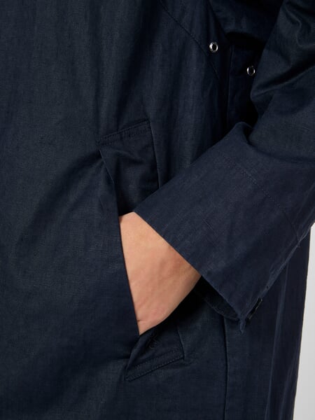 Women’s Linen Coat Dark blue, close-up