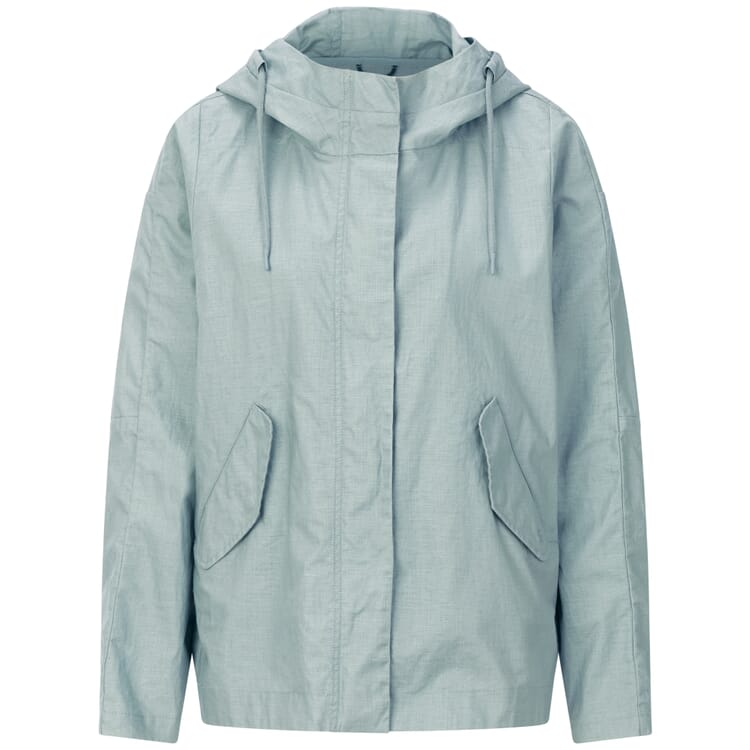 Damenjacke Leinen mit Kapuze, Eisblau
