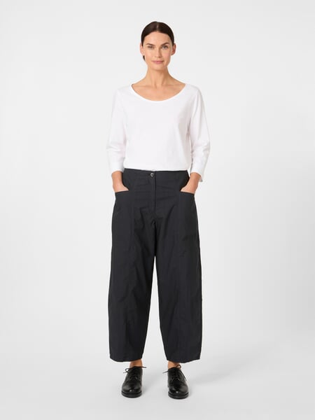 Women's Fabric Pants Midnight blue, presented on a model