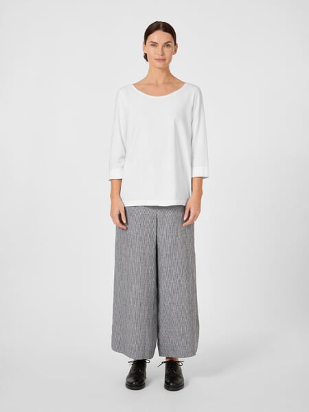 Women's Three-Quarter-Sleeve Shirt White, presented on a model