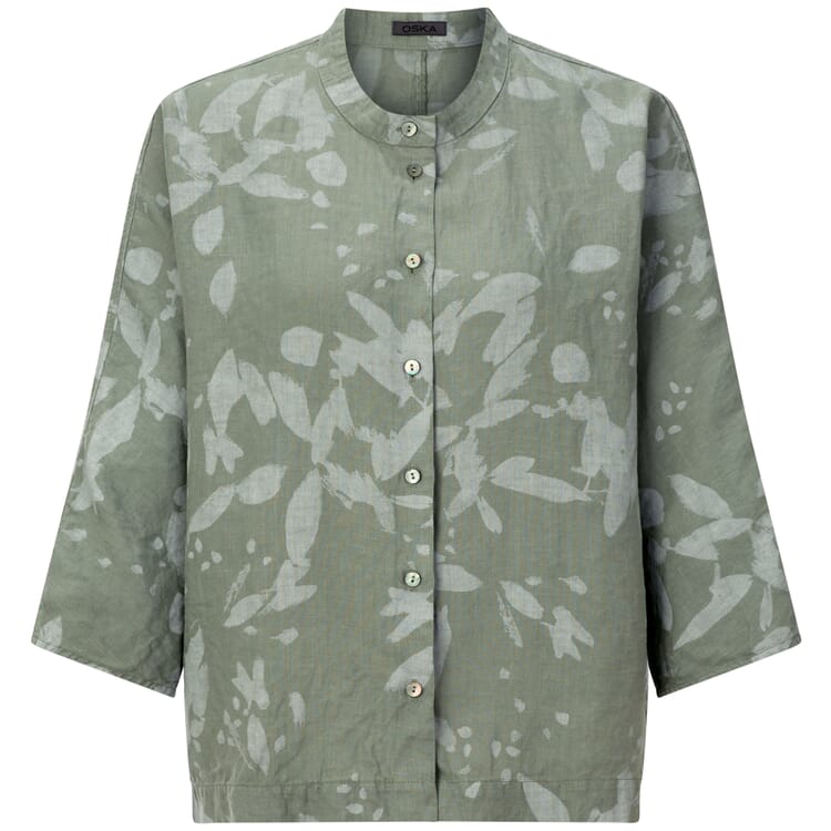 Women’s Patterned Hemp Blouse, Sage Green
