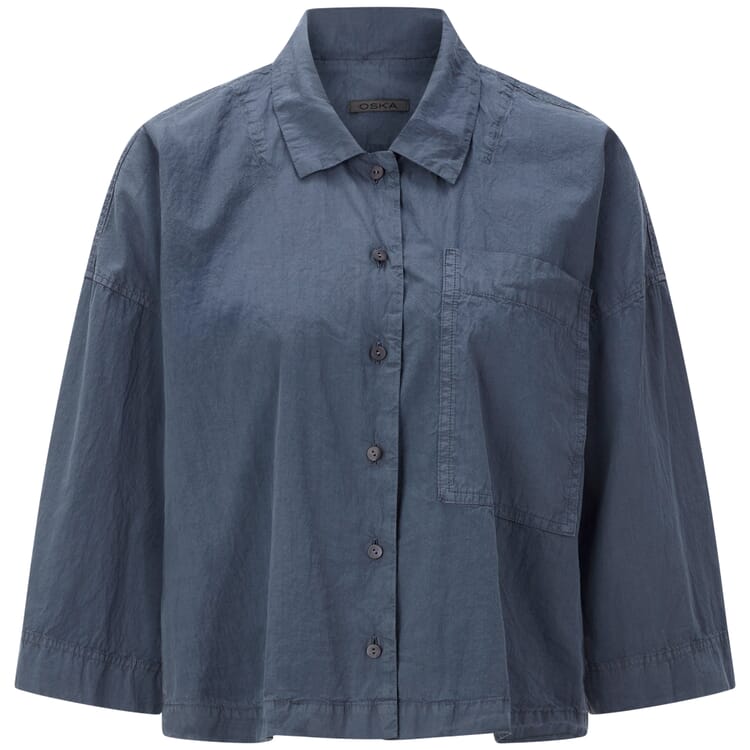 Women's blouse with breast pocket, Blue