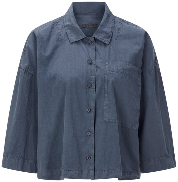 Women's Blouse with Chest Pocket Blue