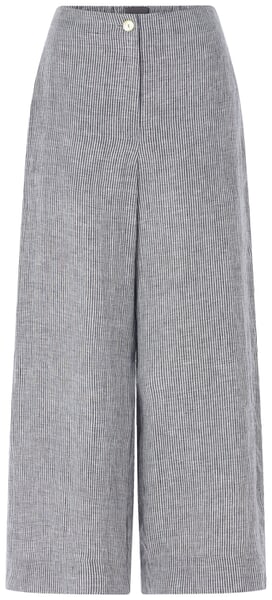 Damen-Leinenhose gestreift Schwarz-Weiß