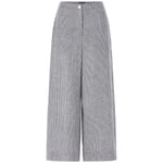 Damen-Leinenhose gestreift Navy-Weiß