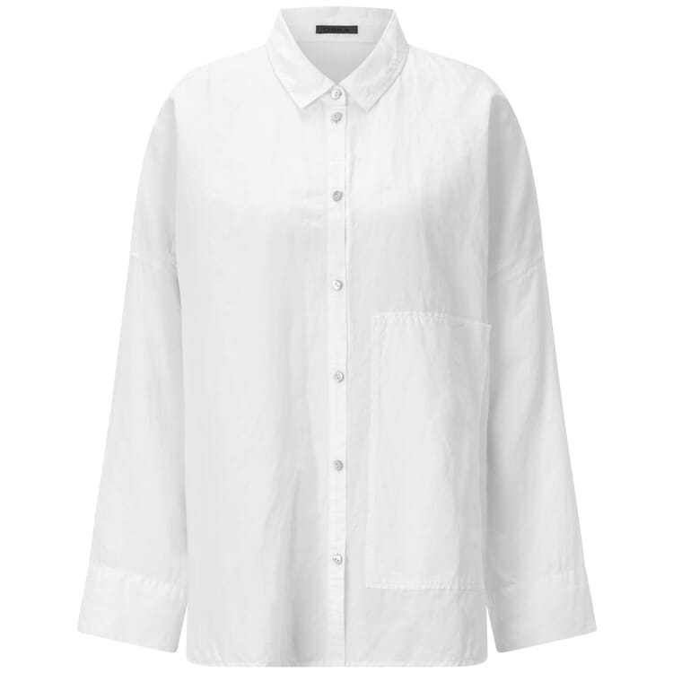 Camicetta da donna con tasca applicata, Bianco