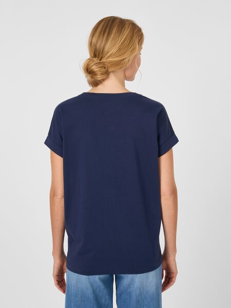 Maglietta da donna in cotone Navy, Tragebild