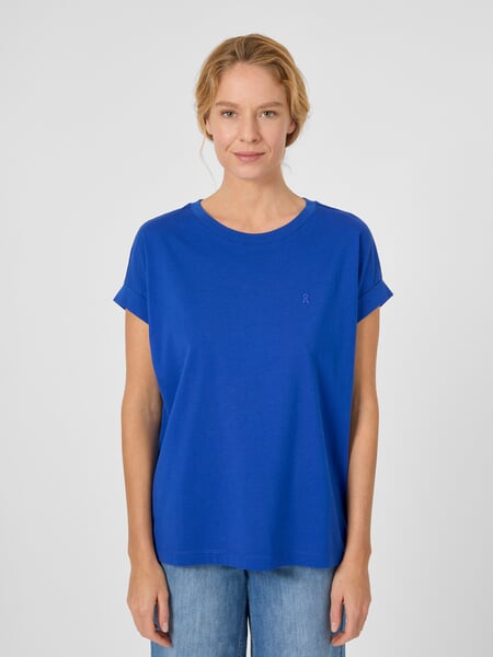Maglietta da donna in cotone Blu, Tragebild