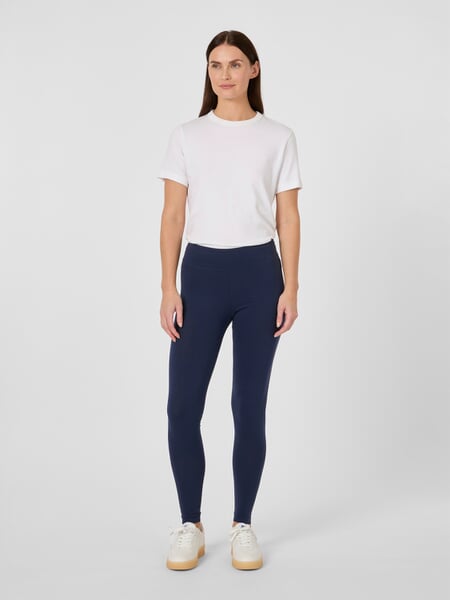 Damen-Jersey-Leggings Navy, Tragebild