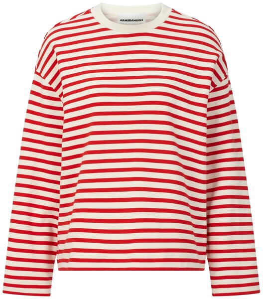 Women's Striped Sweatshirt Red-Natural