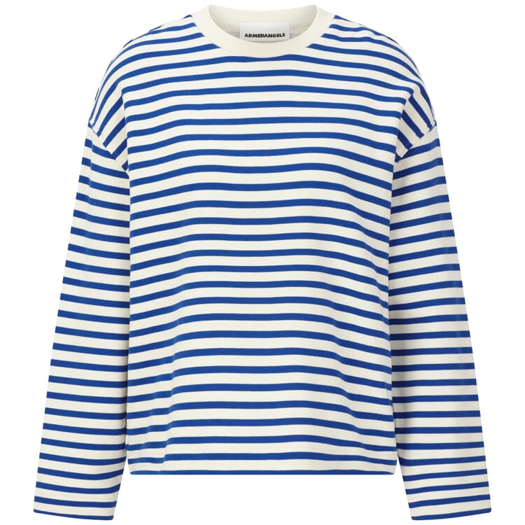 Sweat-shirt à rayures pour femme, Bleu-nature