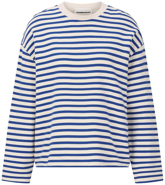 Gestreepte dames-sweater Blauw-naturel