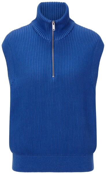 Women's Sleeveless Sweater with Zipper Blue