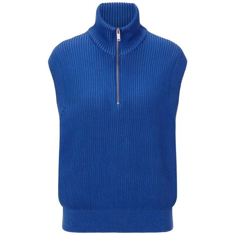 Women's Sleeveless Sweater with Zipper, Blue