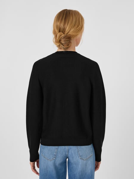Damesgebreid vest van katoen Zwart, gepresenteerd op een model
