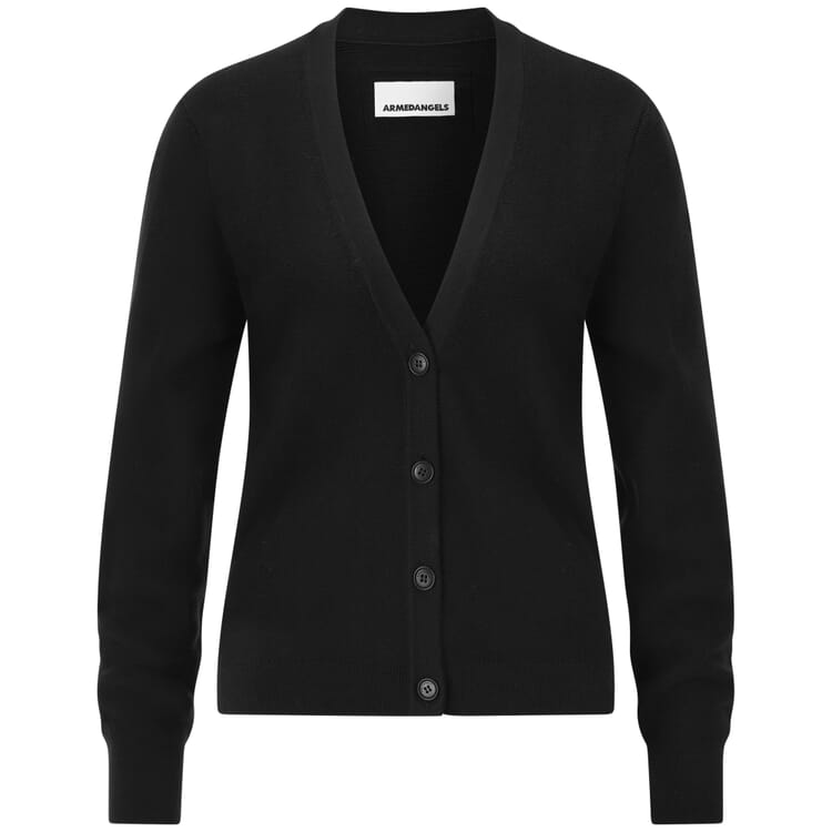 Strikket cardigan til kvinder i bomuld, Sort