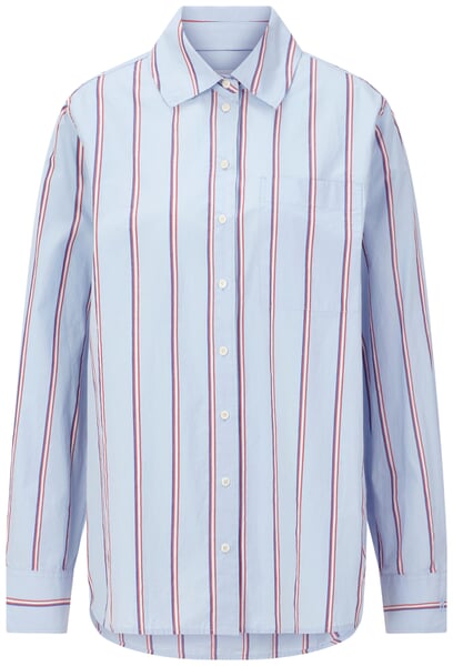 Gestreepte damesoverhemdblouse Lichtblauw