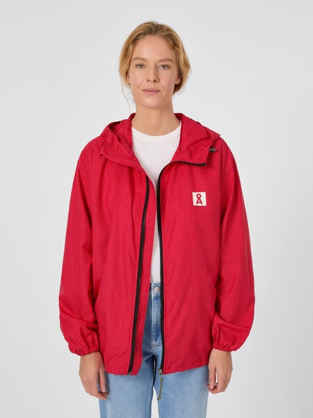 Unisex-Windjacke Rot, Tragebild